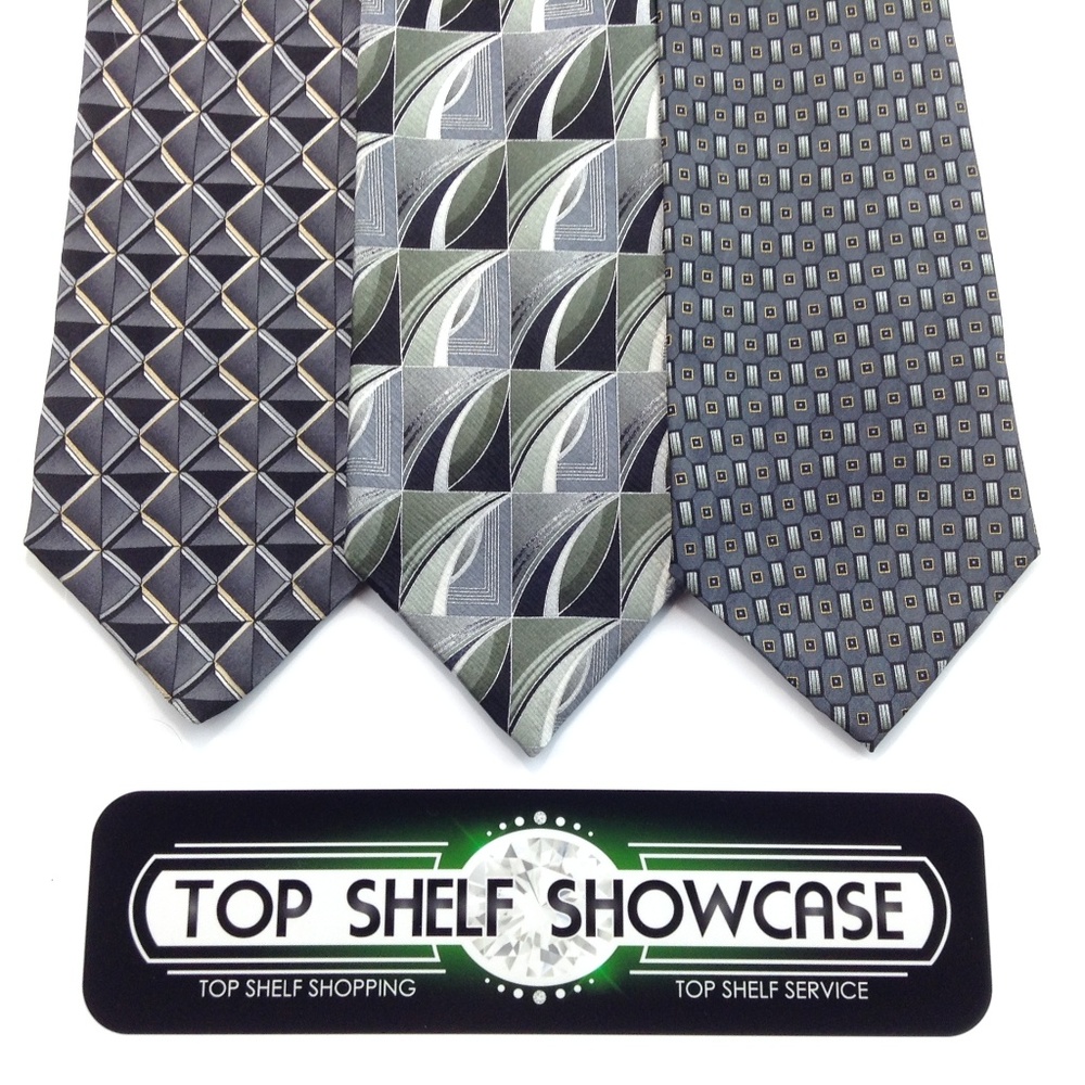 LOT 3 Men's Ties Silver Gold Green Variety Arrow